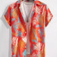 Hawaiian Botanical Flower Print Men's and Women's Short Sleeve Lapel Seaside Button-Down Shirt Top Casual Fashionable Shirts