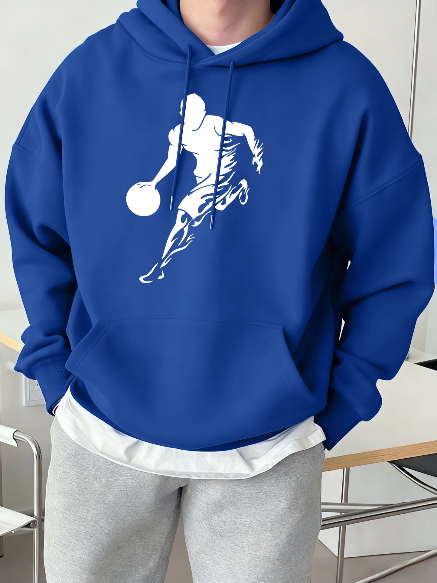 He Is Currently Playing Basketball Prints Men Hoodies Hip Hop Sport Pullovers Casual Loose Streetwear Fleece 12 Color Sweatshirt