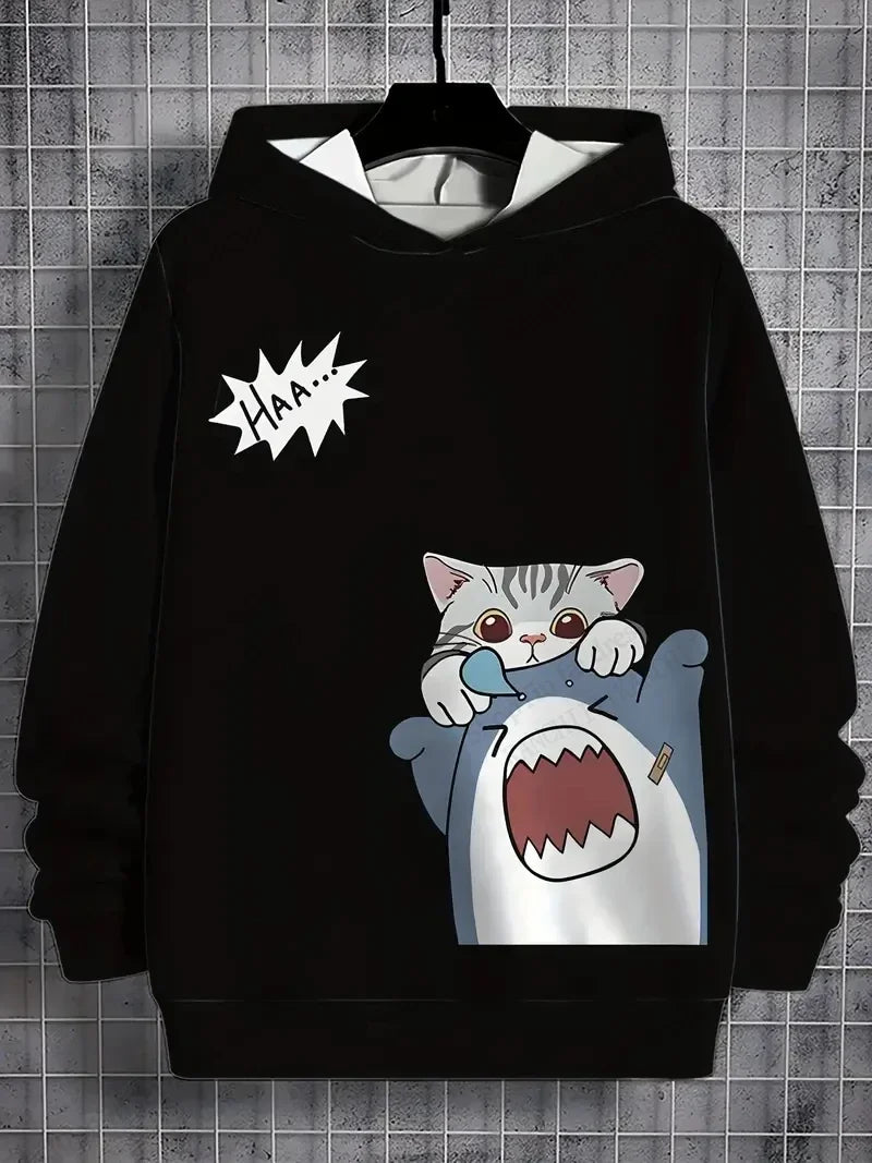 Men's Samurai Cat 3d Print Graphic Hoodies Men Fashion Oversized Hoodie Sweatshirt Coat Sweat Mens Clothes Sudaderas