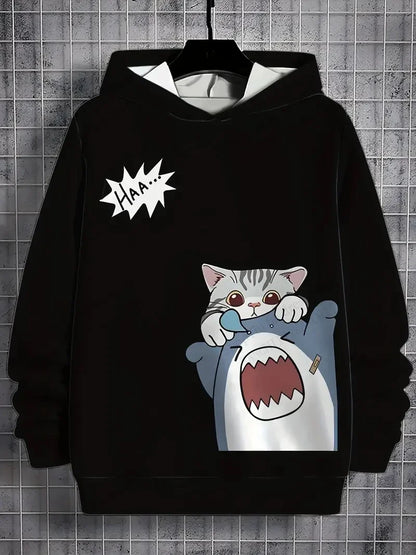 Men's Samurai Cat 3d Print Graphic Hoodies Men Fashion Oversized Hoodie Sweatshirt Coat Sweat Mens Clothes Sudaderas